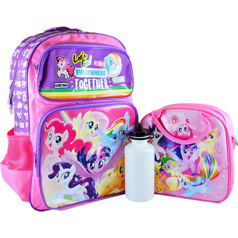 NEW My Little Pony Backpack 16" Large School Backpack Lunch Bag 2 pcs Set 